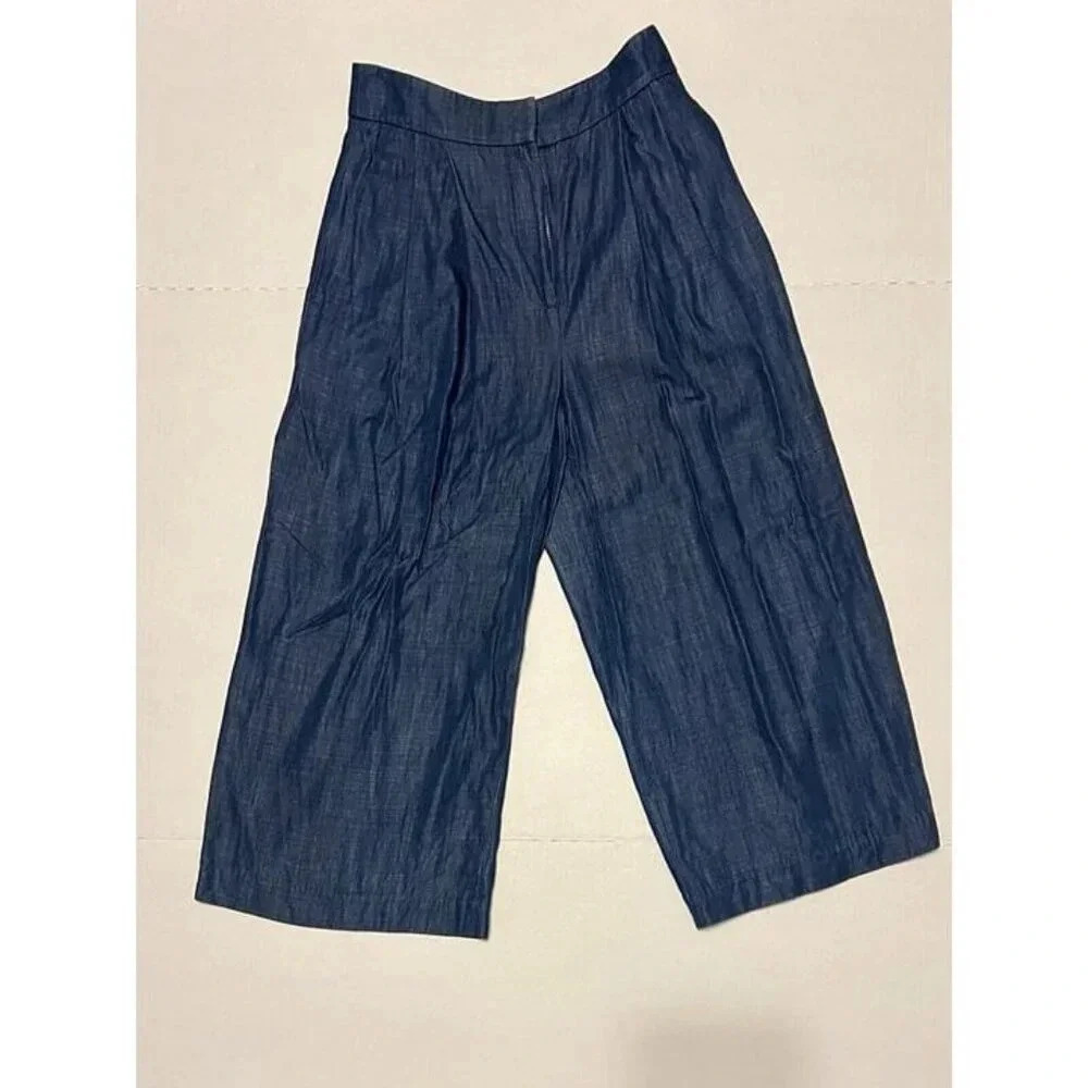 SIZE 0 Tibi High Quality Blue Wide Legged Cullotes Capri Pants Lyocel Cotton